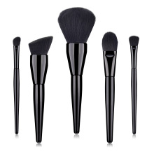 Private Label Profession High Quality 5Pcs Black  Handle Travel Cosmetic Brushes Flat Foundation Blush Makeup Brushes Set